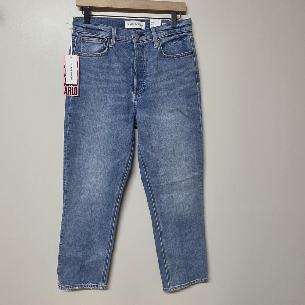 Denim Forum The Arlo Jeans Womens 29W 26L High Rise Straight Leg Blue NWT